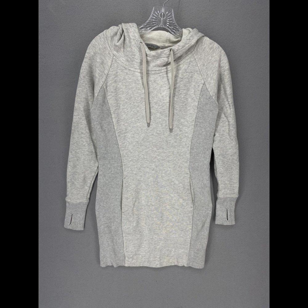 Athleta Womens Hoodie Size X-Small Gray Long Ribbed Sweater Active